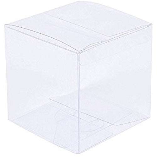 100 Pack of 7cm Clear PVC Plastic Folding Packaging Small rectangle/square Boxes for Wedding Jewelry Gift Party Favor Model Candy Chocolate Soap Box