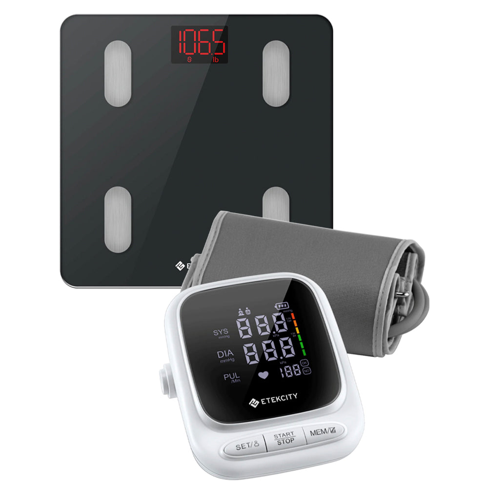 Etekcity Smart Scale for Body Weight, Black & Etekcity Smart Blood Pressure Monitor, White Bundle