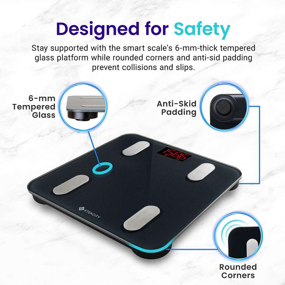 Etekcity Smart Scale for Body Weight, Black & Etekcity Smart Blood Pressure Monitor, White Bundle