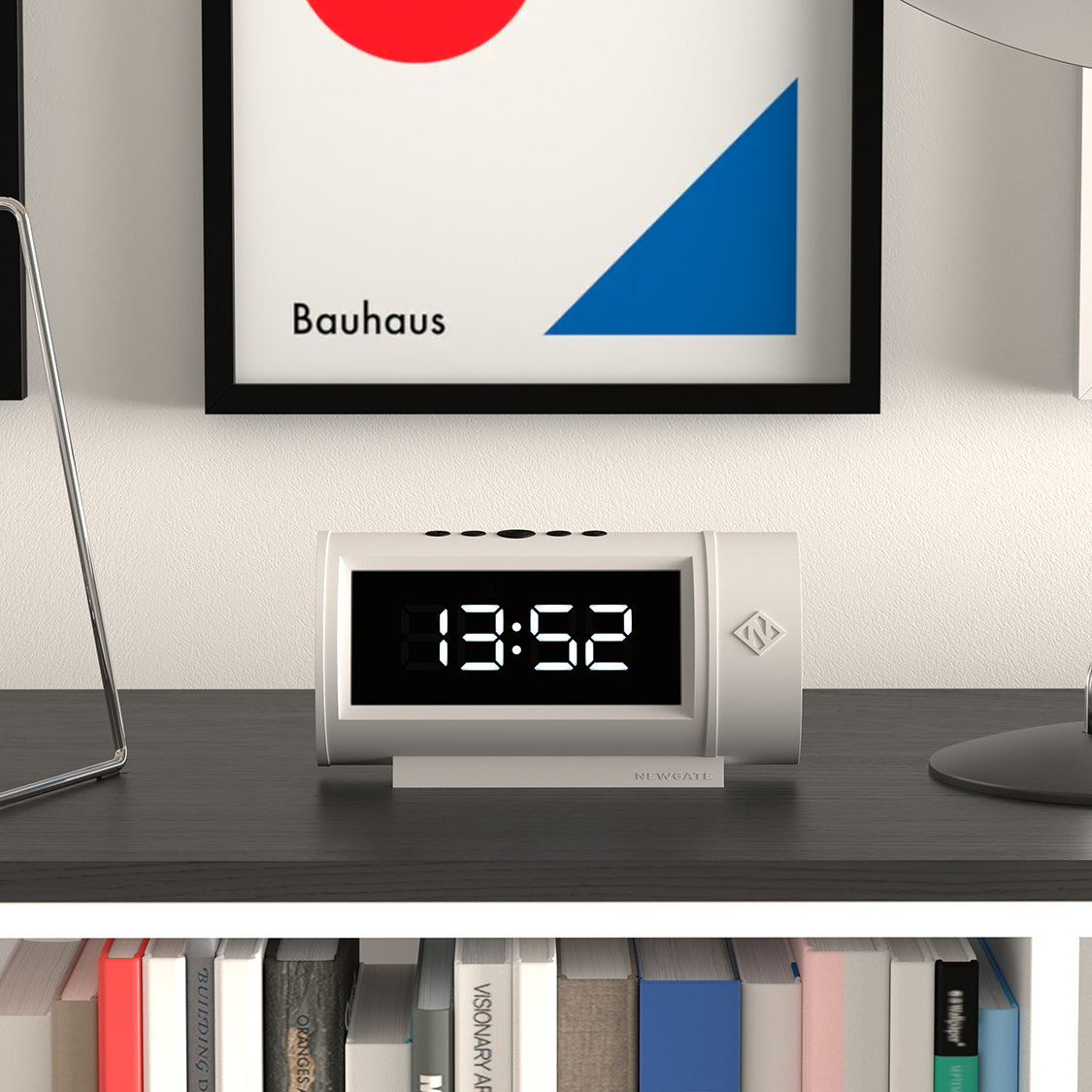 White LED alarm clock with digital display reading 13:50