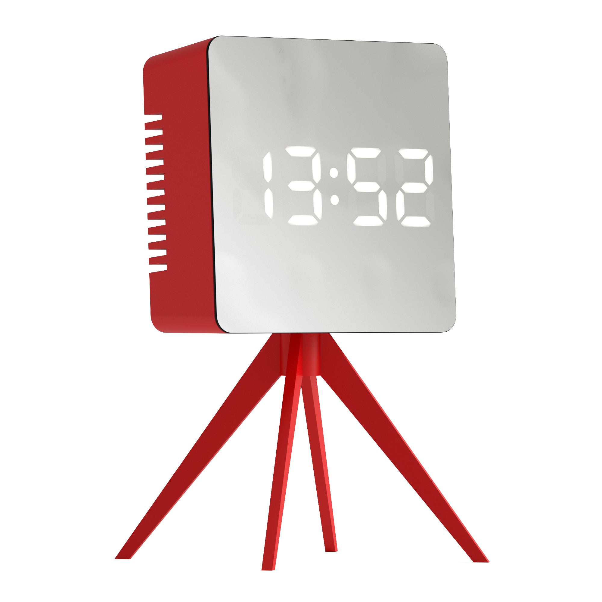 Newgate Space Hotel Droid LED alarm clock, red side panel and LED time display on tripod
