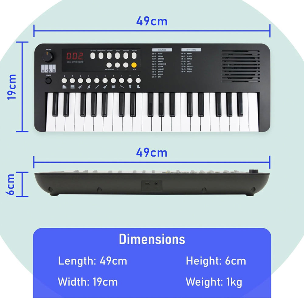 Axus Mini Keyboard 37 Key Keyboard - Black