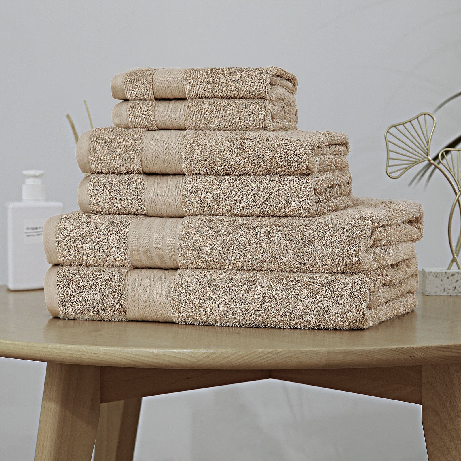 Absorbent Cotton Bath Towel Set - Sandstone