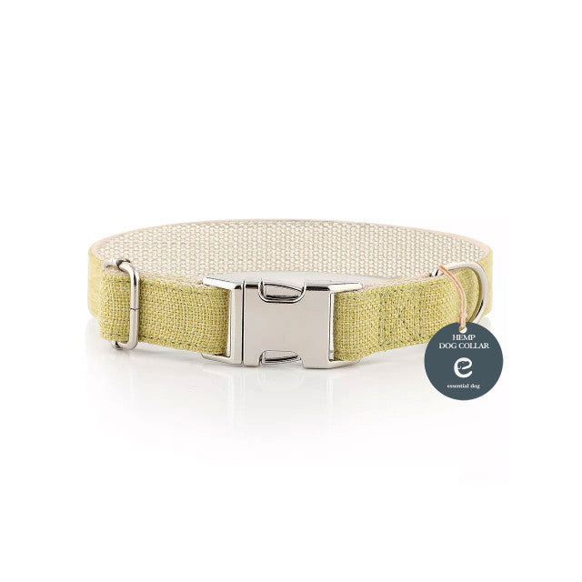 Natural Hemp Cotton Dog Collar - Grass Green