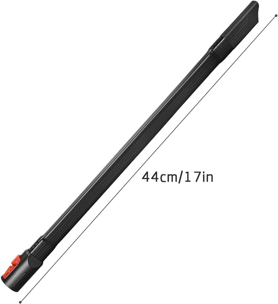 Long flexible crevice tool, 44cm/17in, ribbed black hose with red base
