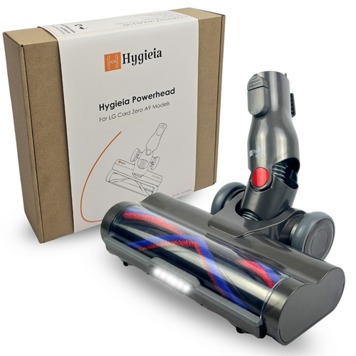 Hygieia powerhead vacuum floor tool with bristle brush and side wheels