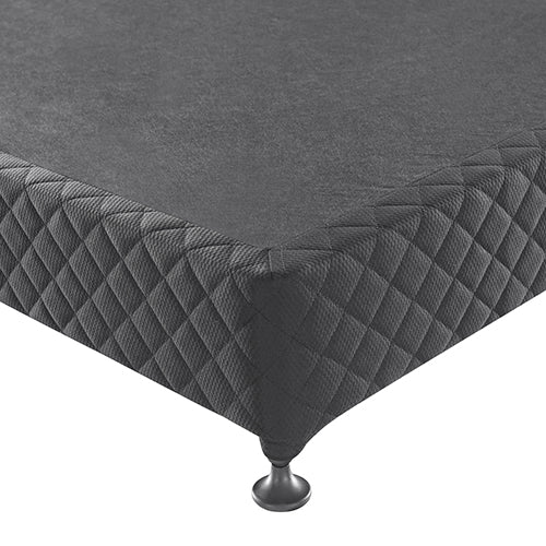 Charcoal quilted mattress base corner with round metal legs