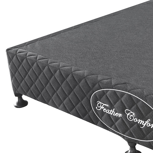 Charcoal quilted mattress base side with round metal legs