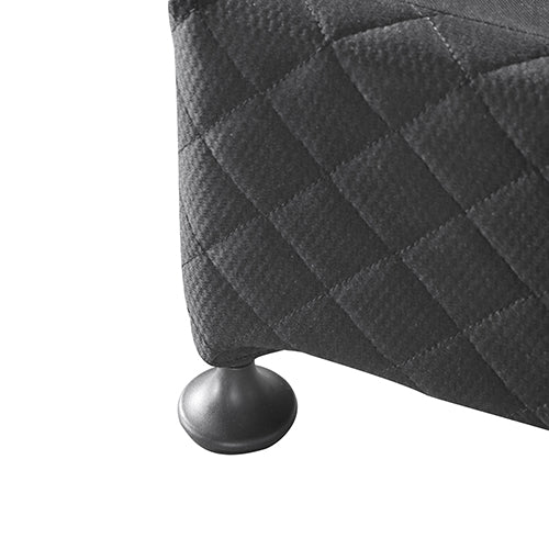 Charcoal quilted mattress base with round dark metal leg