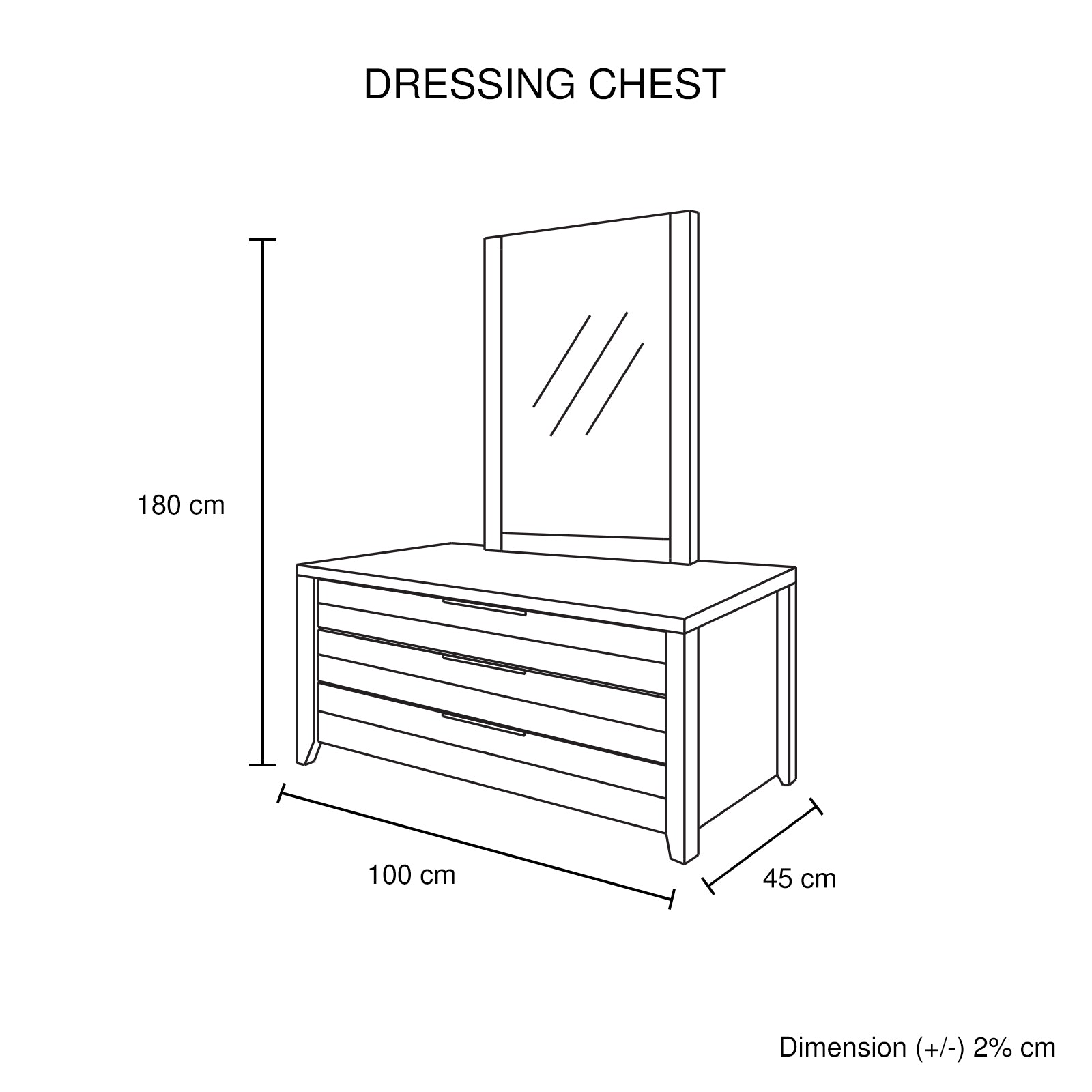 Dresser chest with four drawer rows and center mirror, light oak wood finish