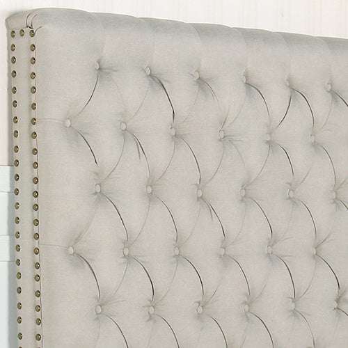 Bed Head Double Size French Provincial Headboard Upholsterd Fabric Beige