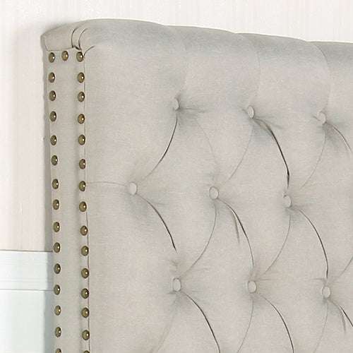 Bed Head Double Size French Provincial Headboard Upholsterd Fabric Beige