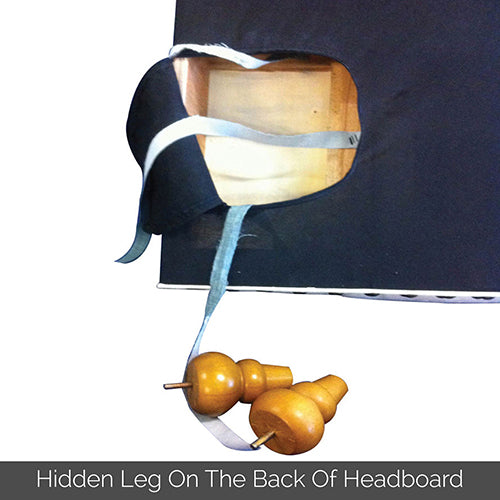 Upholstered headboard back with hidden support legs and fabric backing