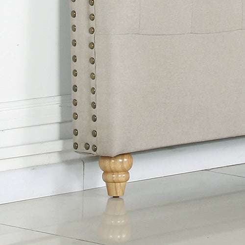 Bed Head Queen Size French Provincial Headboard Upholsterd Fabric Beige
