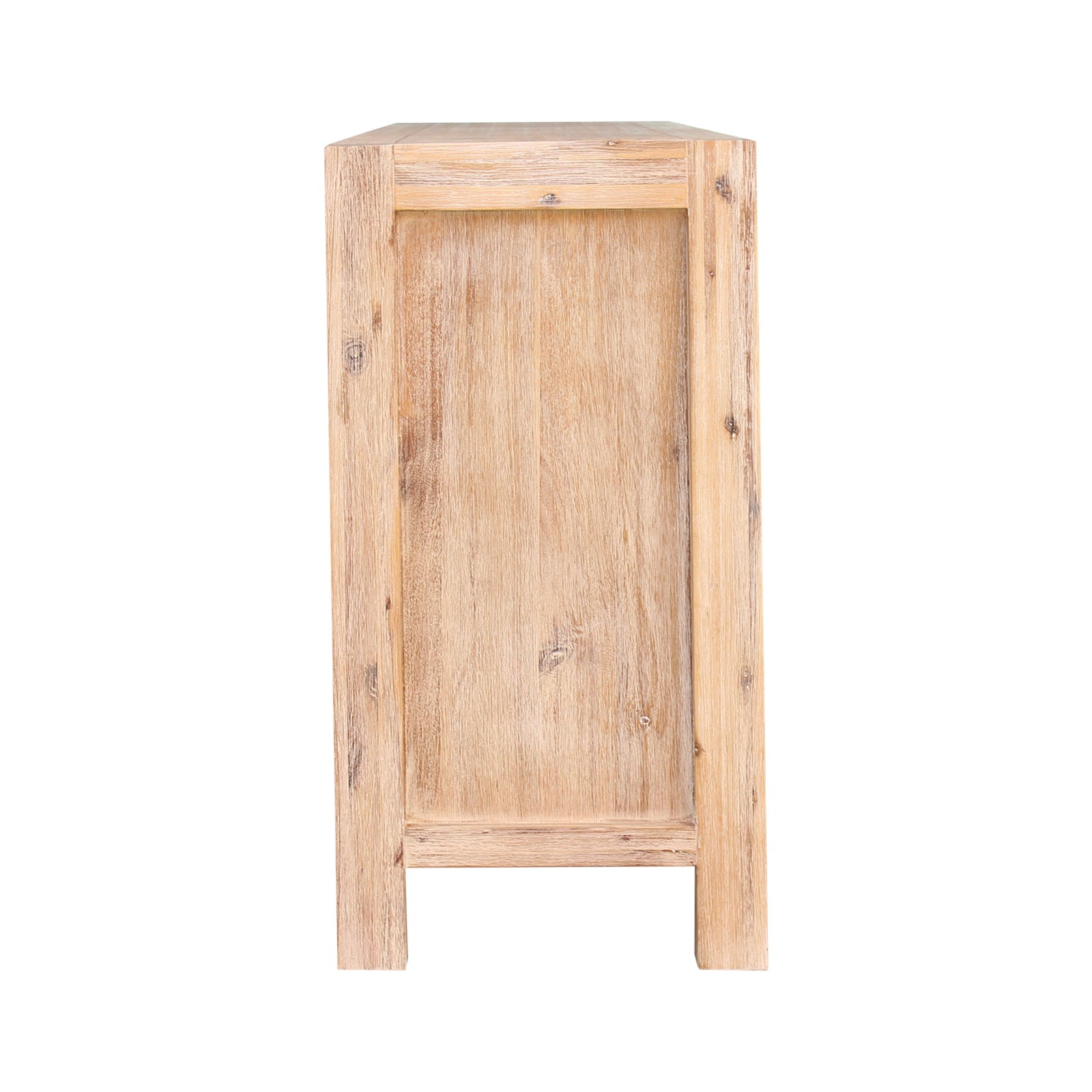Oak wooden side panel with cabinet door and metal handle