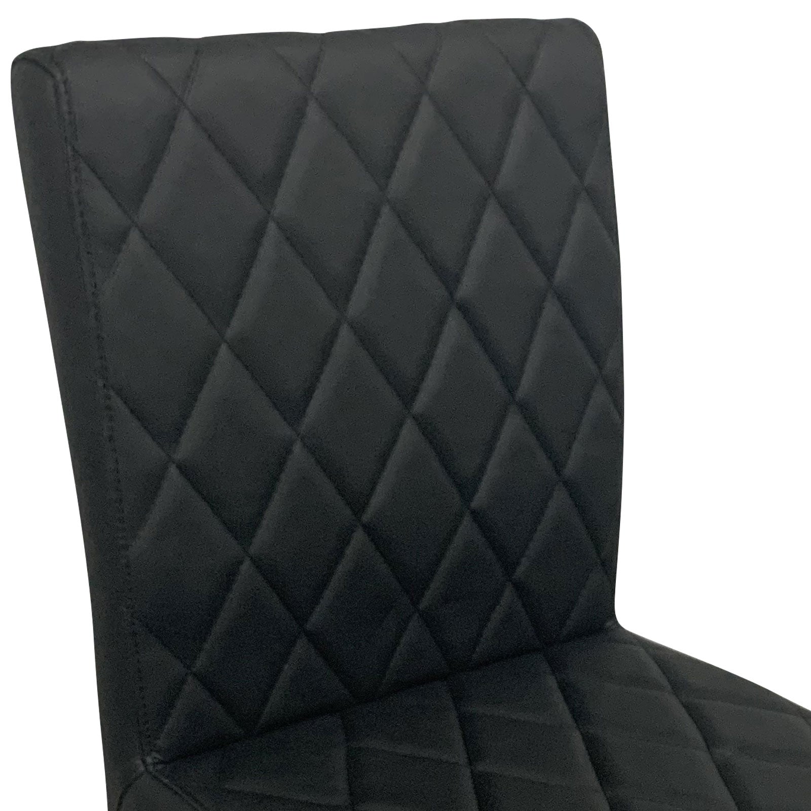 Black PU leather chair backrest with diamond tufting and stitched edges