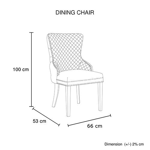 Set of 2 Beige Velvet Dining Chairs – Button Studded Ring Back Design Golden Legs Bedworld