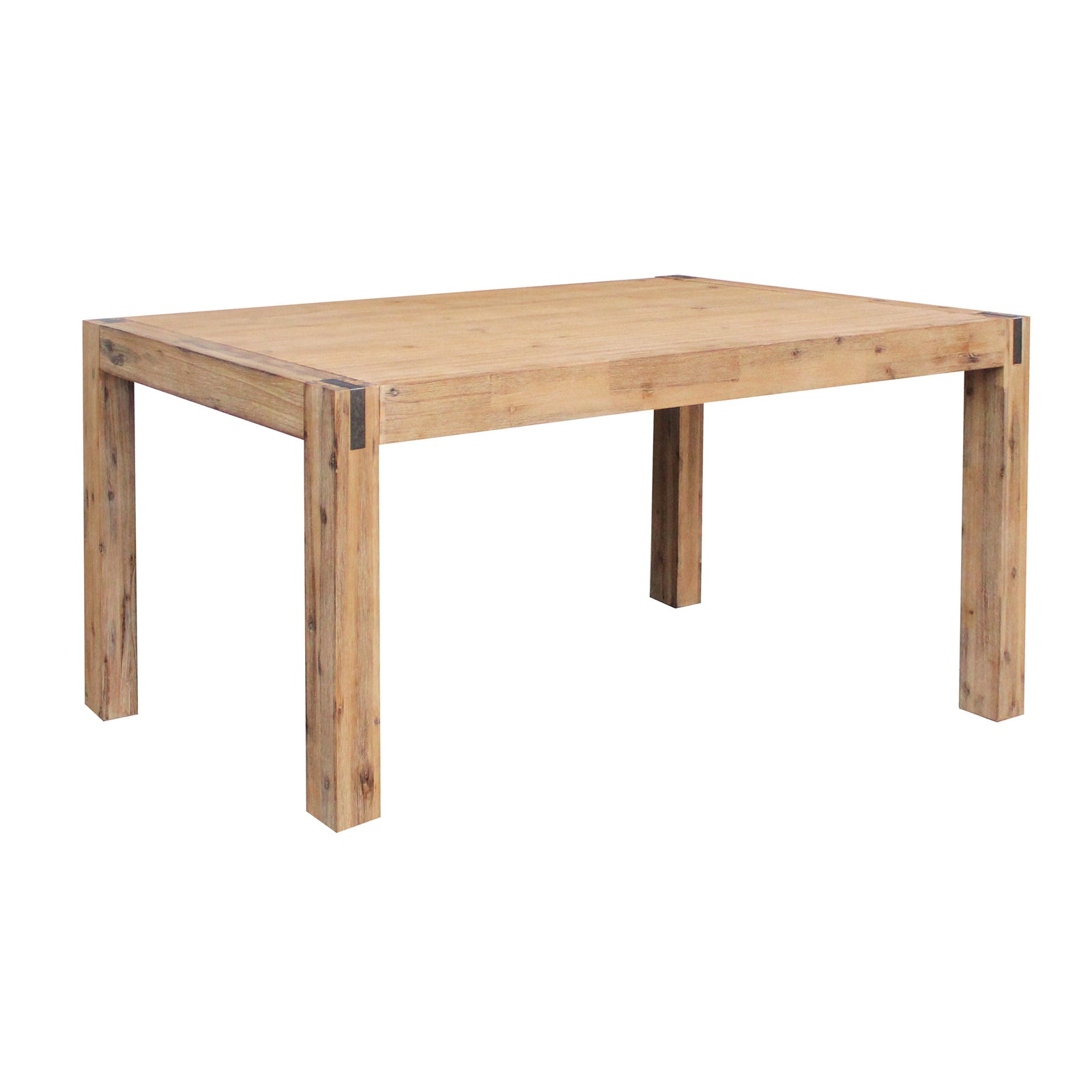Oak acacia dining table with solid wood legs and rectangular tabletop, 180 cm.