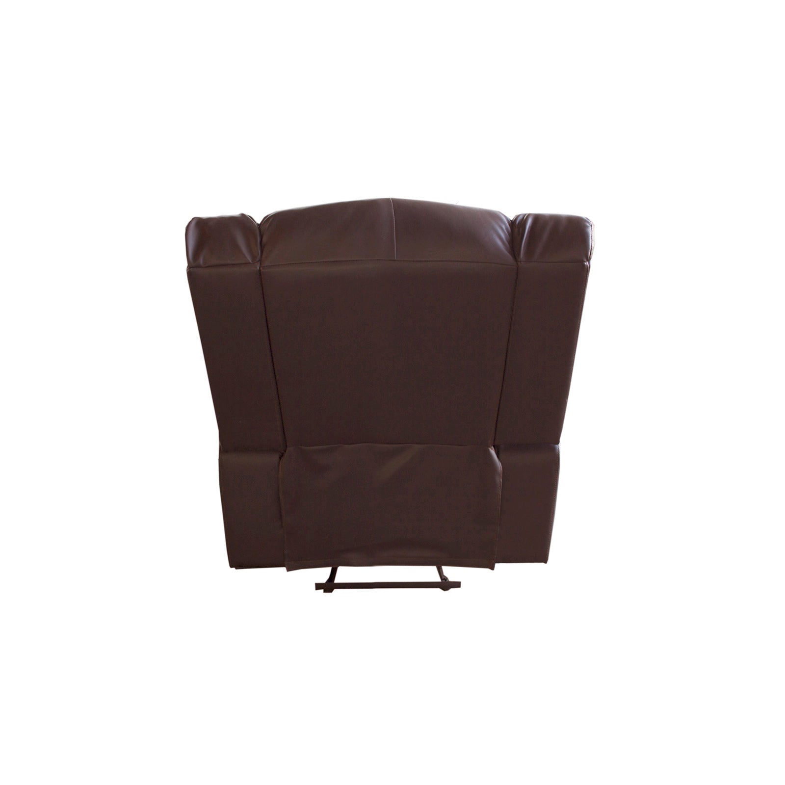 Brown faux leather recliner sofa chair with tall back and padded seat