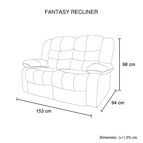 Recliner sofa dimensions diagram with labeled height and width on white line art