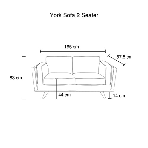 2-seat sofa line-drawing with width and height measurement marks