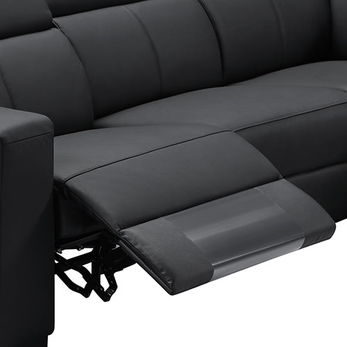 Dark leather recliner seat with padded chaise section