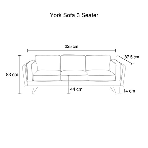 3-seater sofa dimensions diagram with arm and seat outline