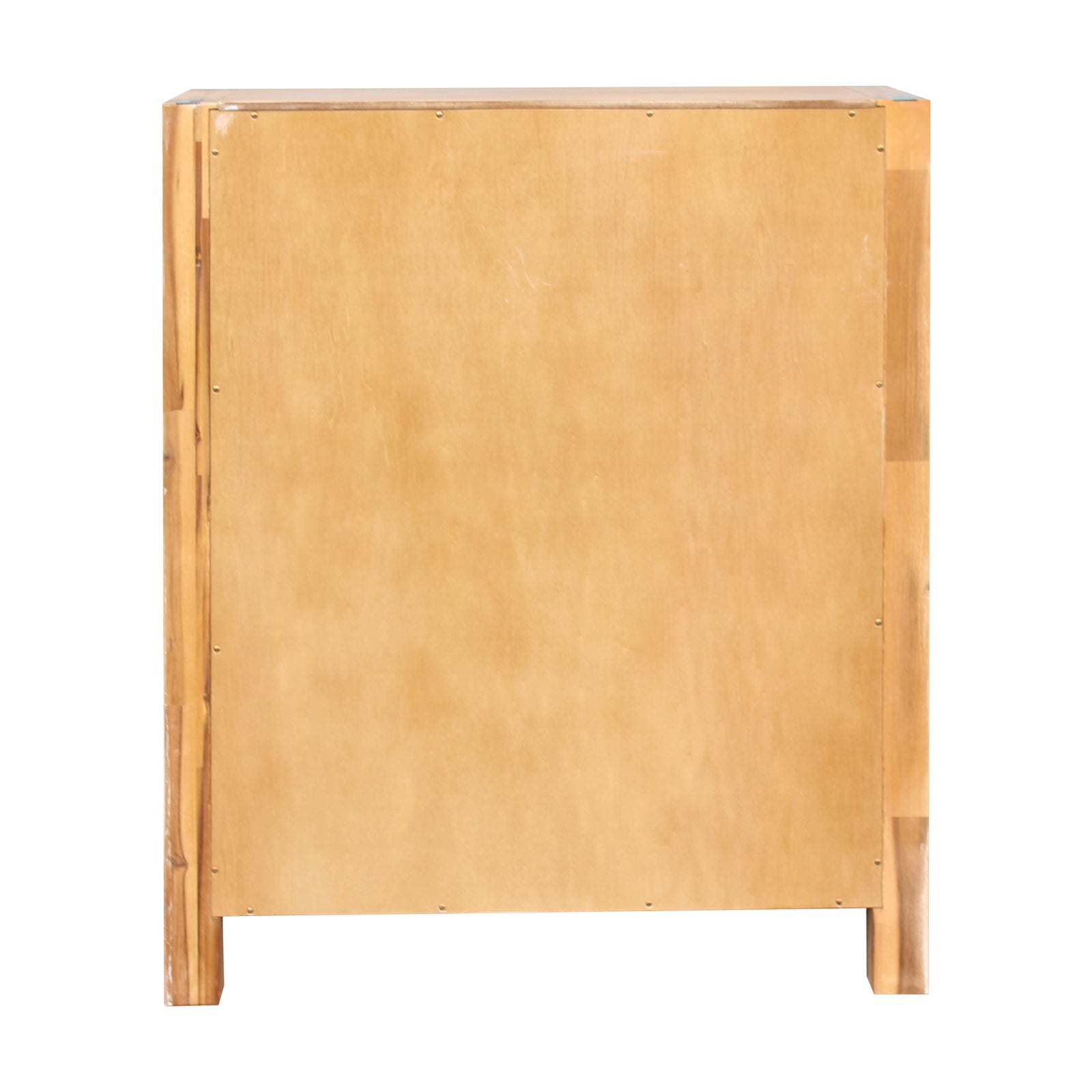 Solid wooden tallboy cabinet with four-drawer front, oak finish