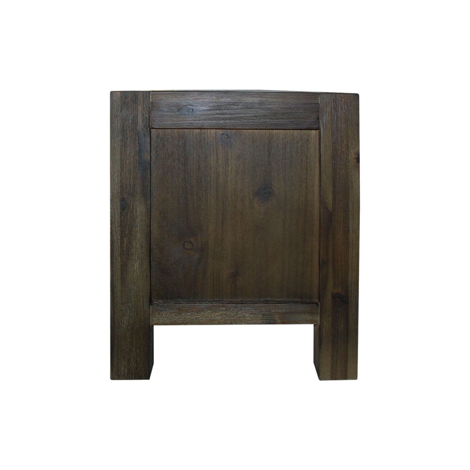 TV cabinet side panel with solid acacia wood frame in dark brown
