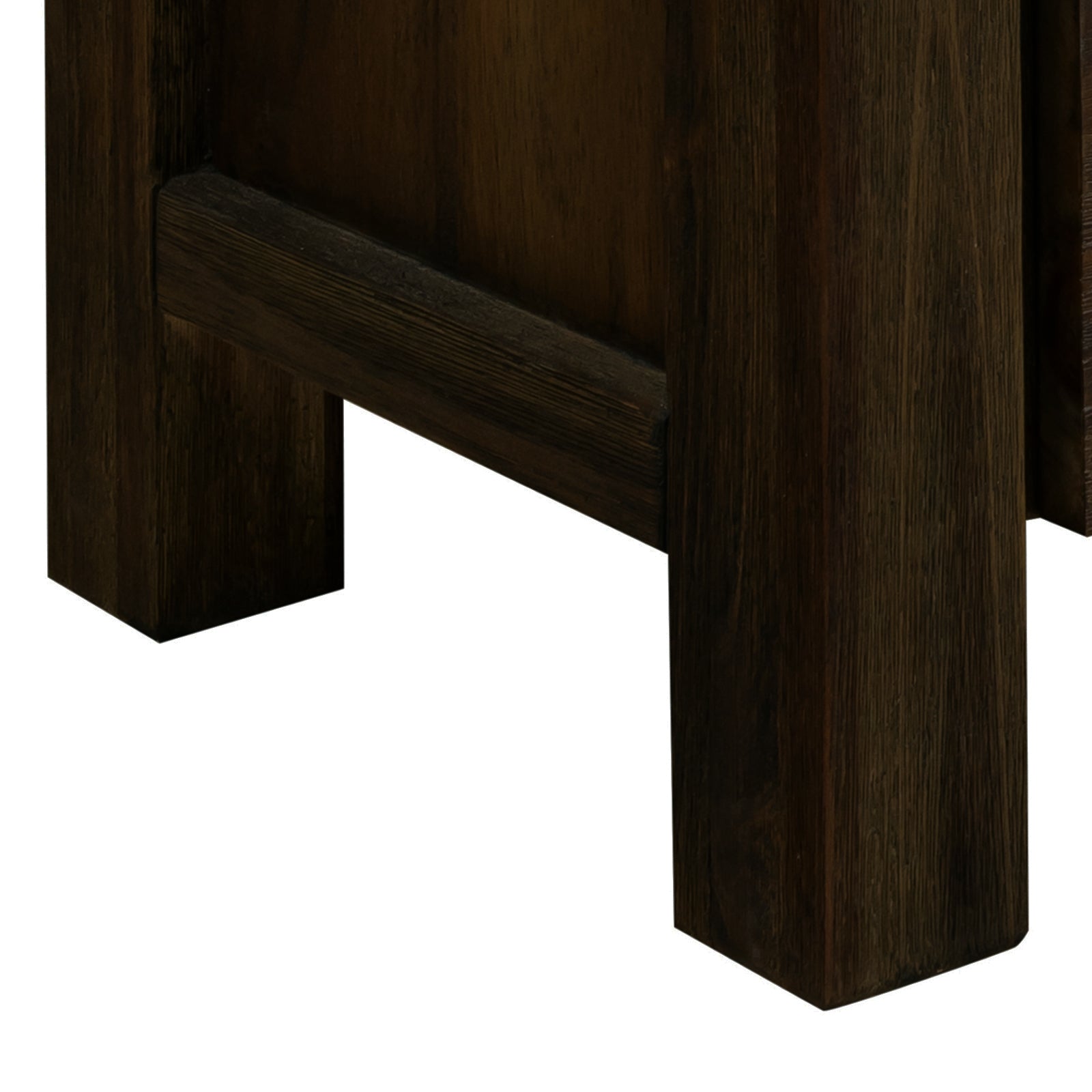 Solid acacia cabinet legs with open space underneath for TV stand
