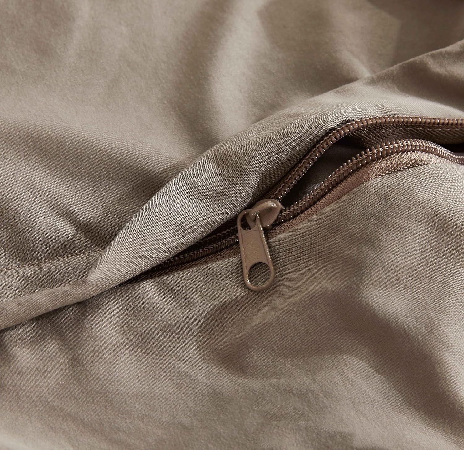 Vintage Washed Microfibre Quilt Cover Set (Truffle, Single)