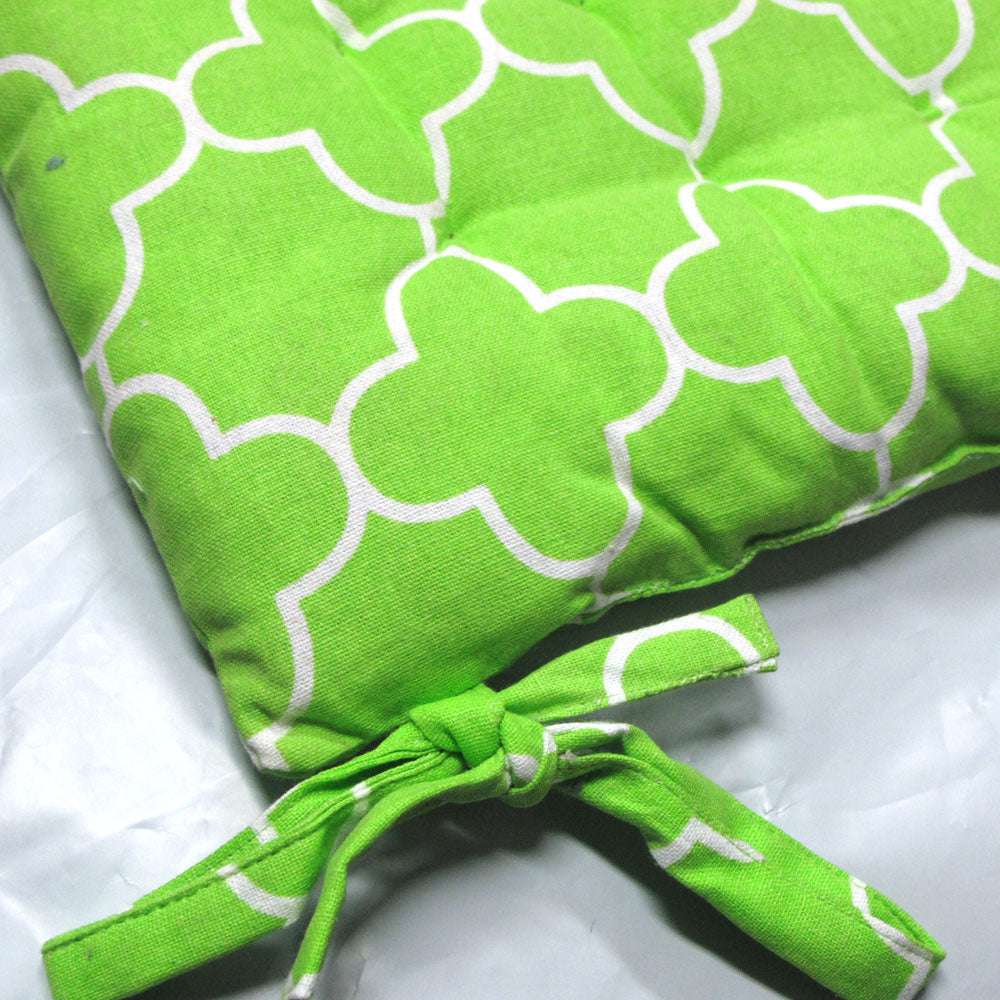 2 Cotton Chair Pads Moroccan Lime