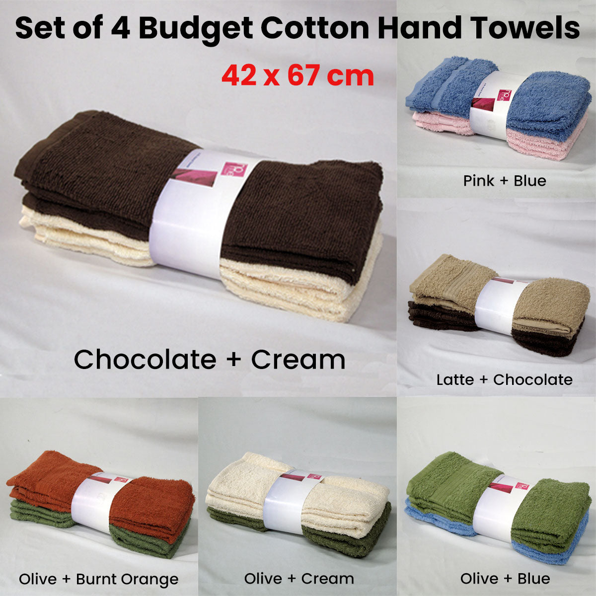 4 Budget Cotton Hand Towels 42