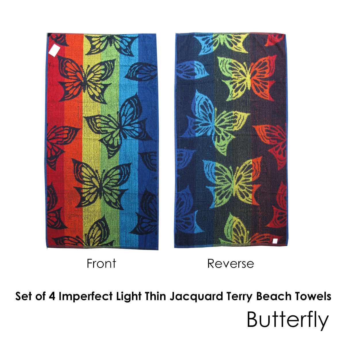 4 Imperfect Jacquard Terry Beach Towels Butterfly