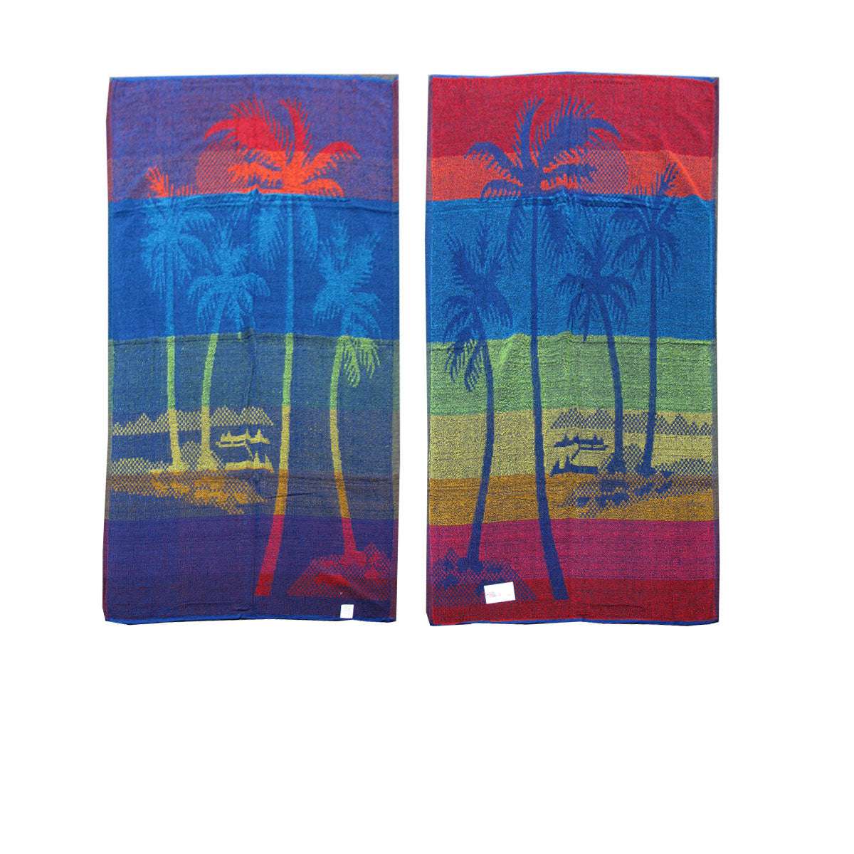 4 Imperfect Jacquard Terry Beach Towels Palm Tree