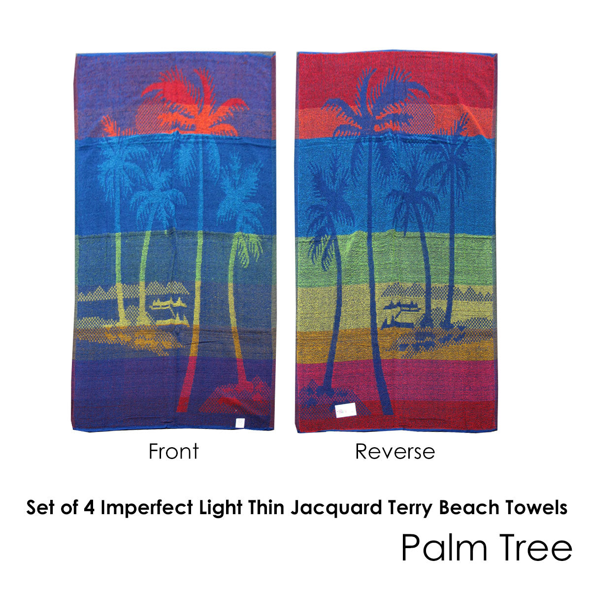 4 Imperfect Jacquard Terry Beach Towels Palm Tree