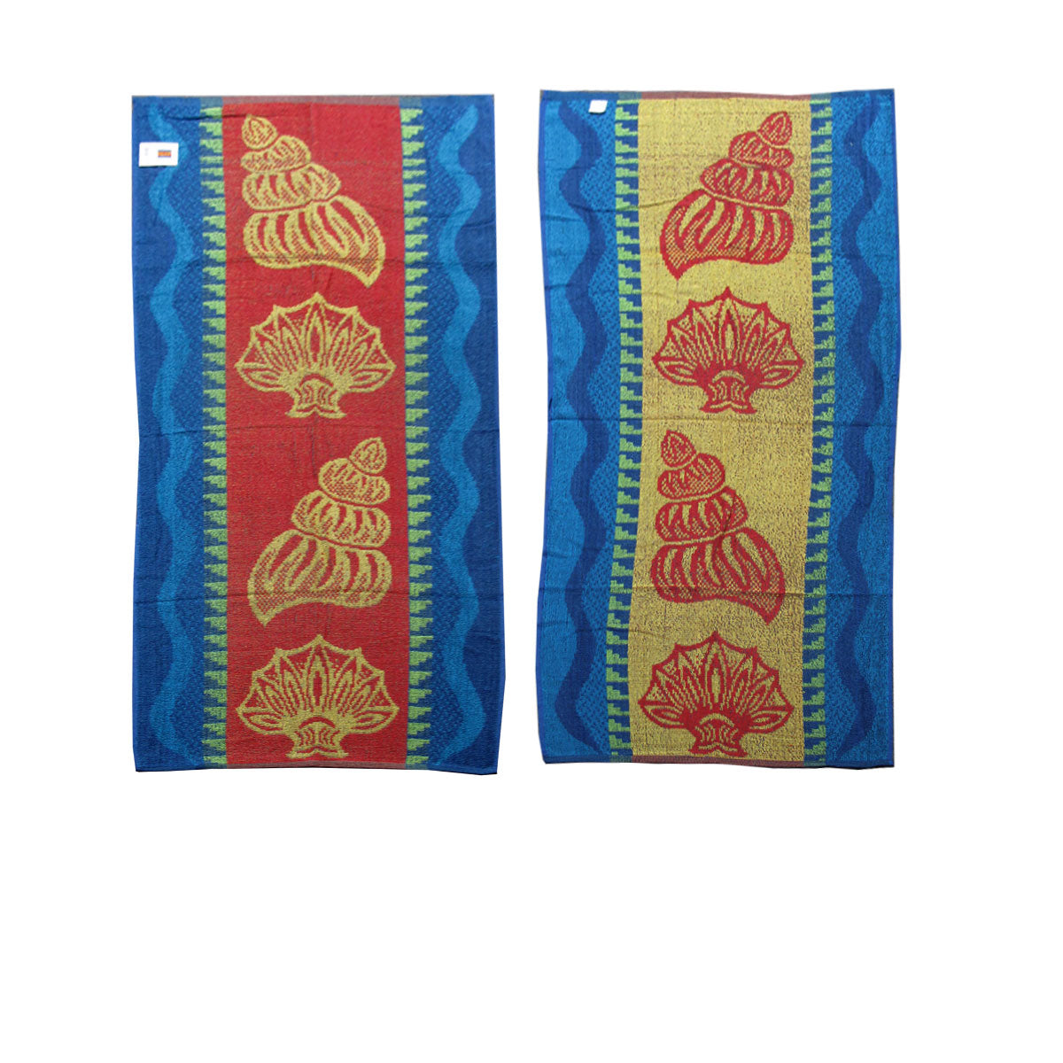 4 Imperfect Jacquard Terry Beach Towels Sea Shells