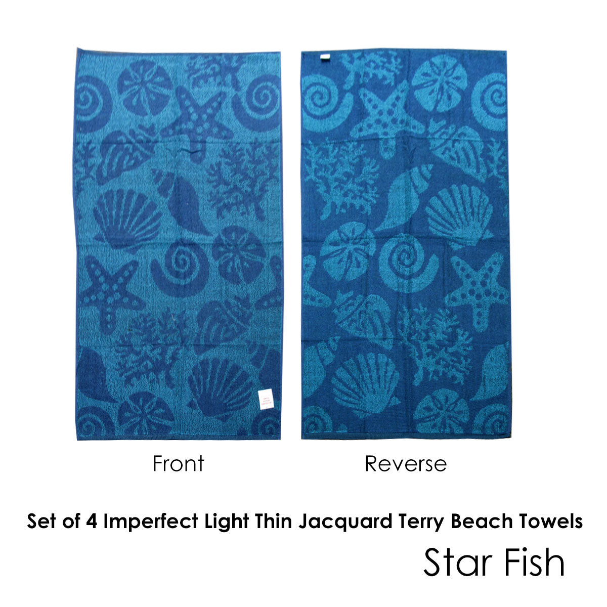 4 Imperfect Jacquard Terry Beach Towels Star Fish