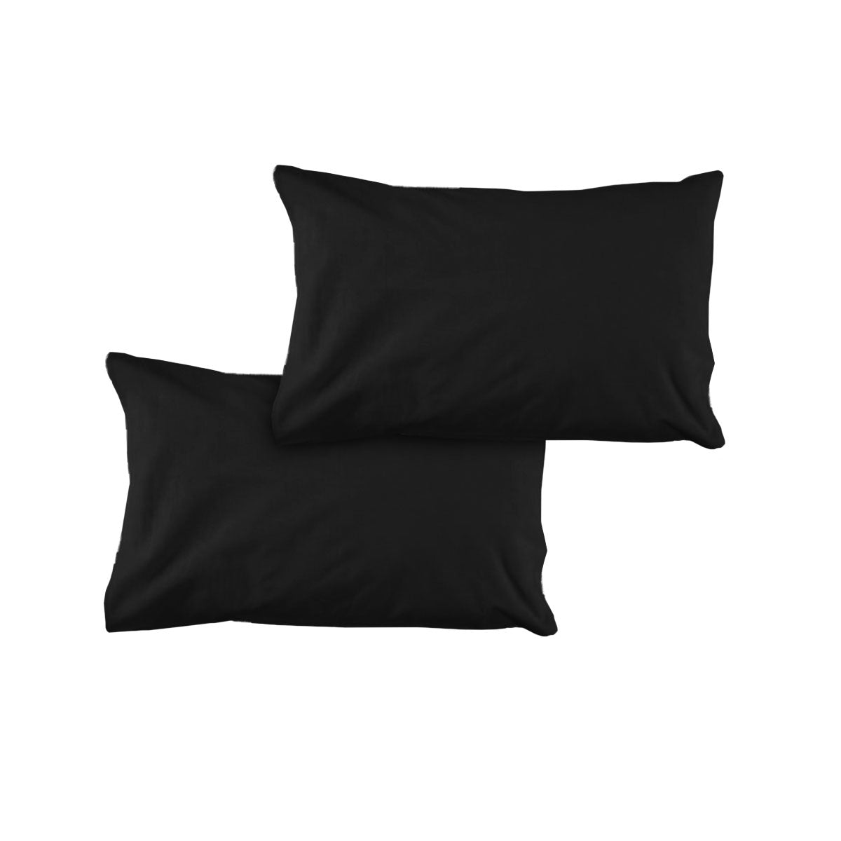 Solid Colour Microfiber Standard Pillowcases 48x73cmx15cm (Flap) Black