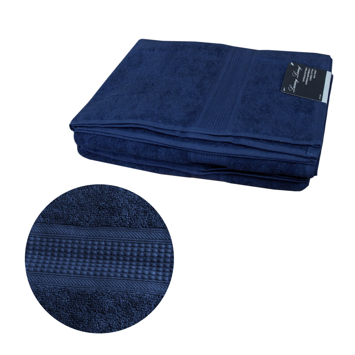 2 100% Cotton Bath Sheet Navy 80