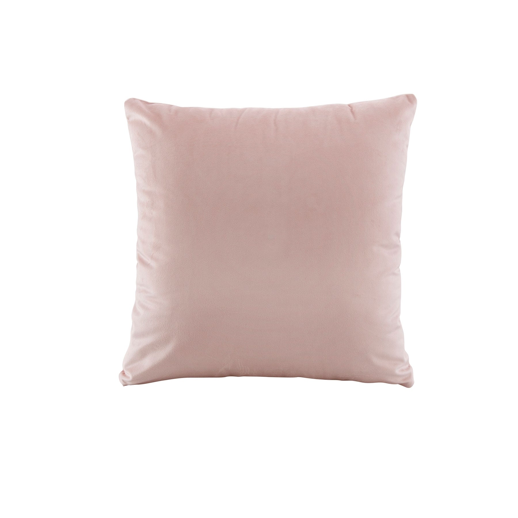 Blush velvet square cushion, 43 x 43 cm, solid plain design