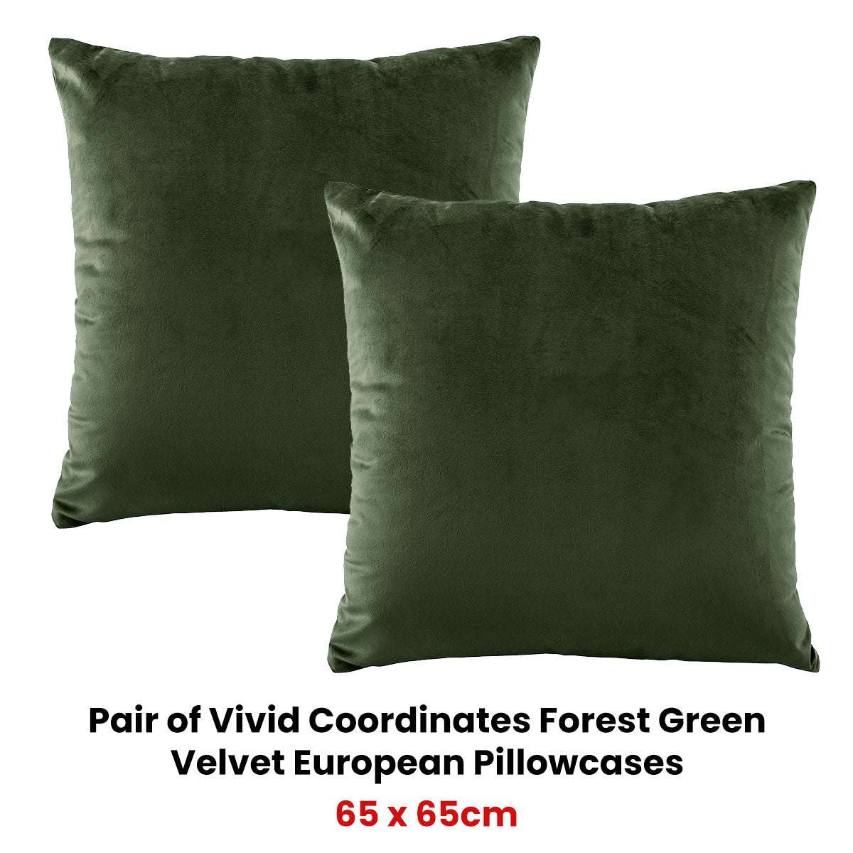 Vivid Coordinates Forest Green Velvet European Pillowcases