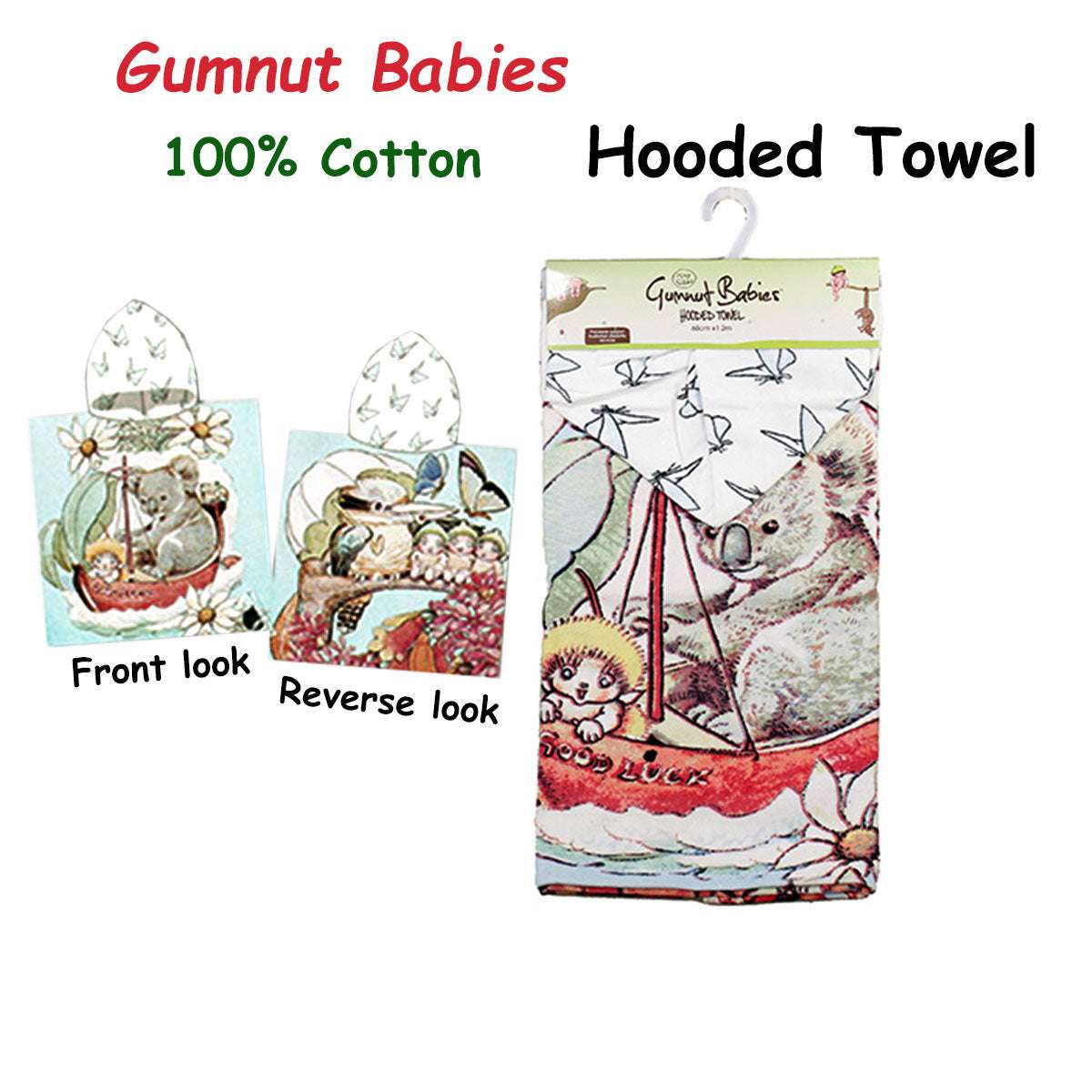 Caprice Gumnut Babies Cotton Hooded Licensed Towel 60