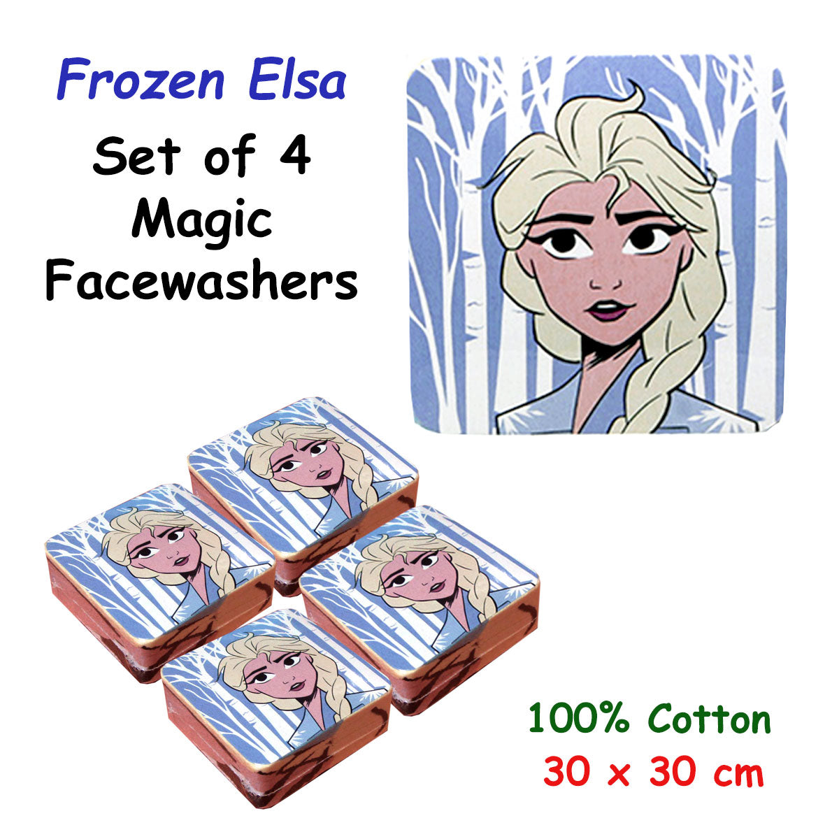 4 Cotton Licensed Magic Facewashers 30