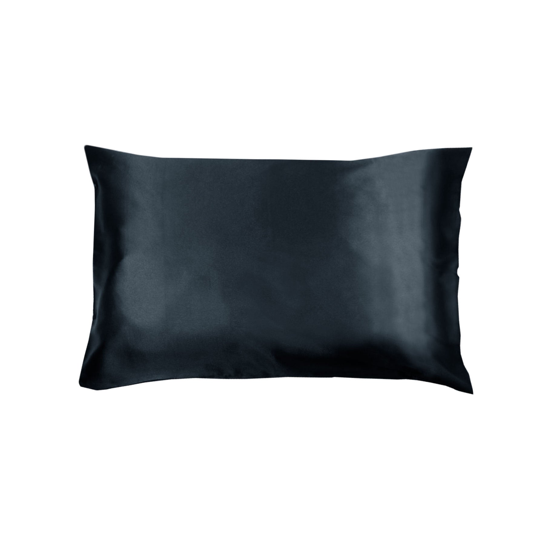 Indigo satin standard pillowcase with smooth finish and envelope closure