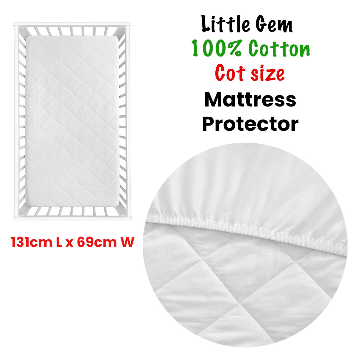 Gem 100% Cotton Cot Mattress Protector