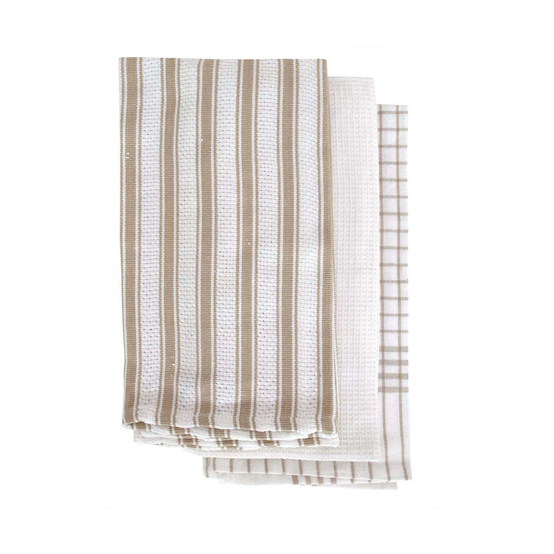 IDC Homewares Set of 3 Gardenia Cotton Tea Towels Taupe
