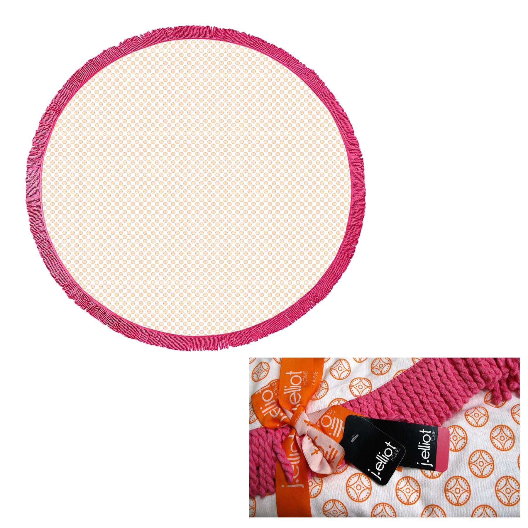 Elliot Home Koel Round Cotton Turkish Towel Orange/ Pink