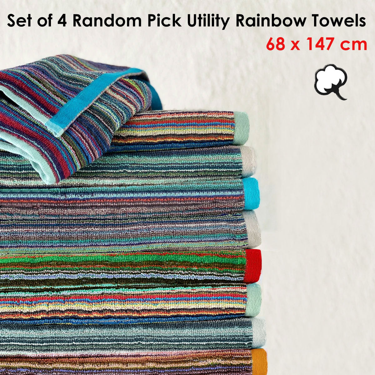 4 Random Pick Colours Utility Towels
