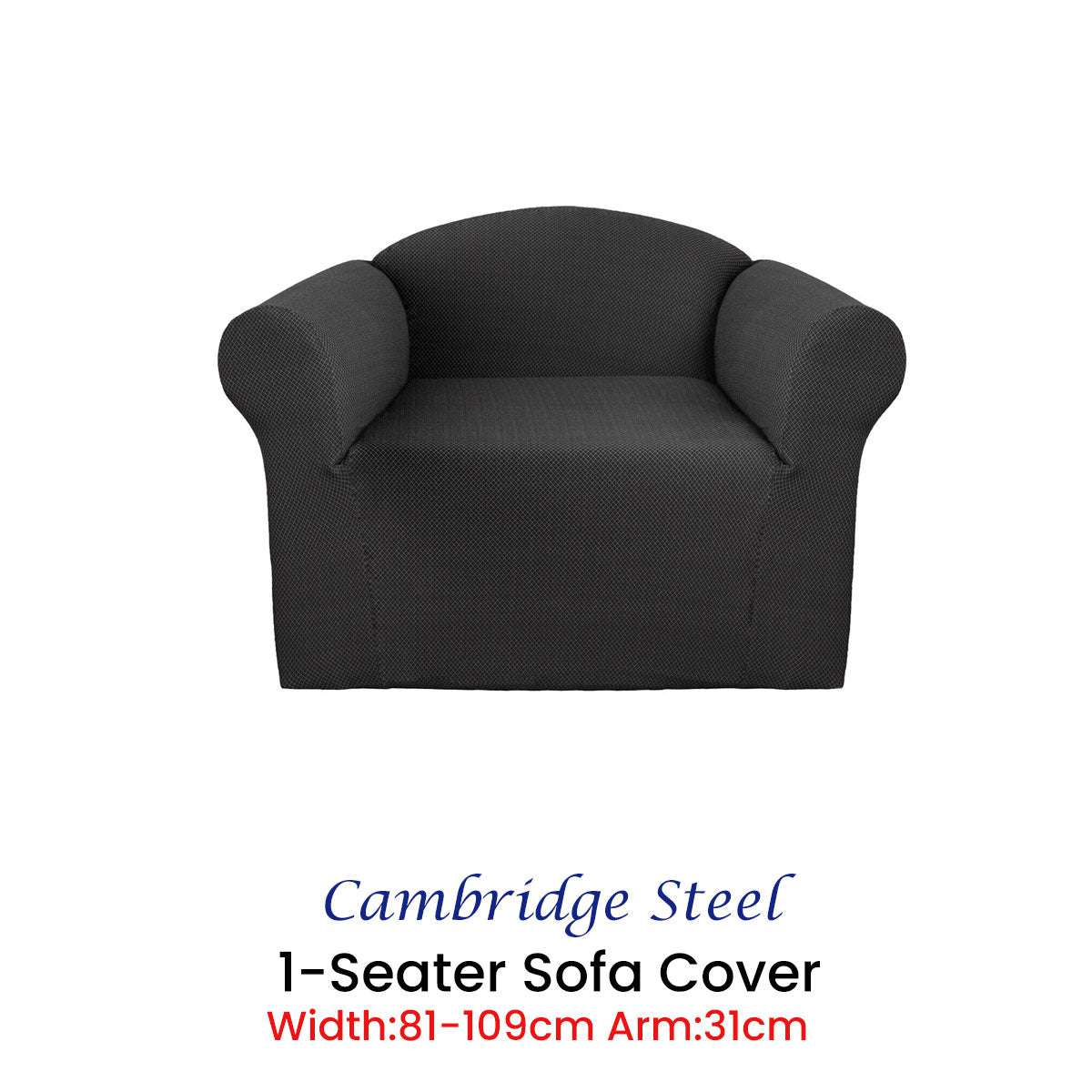 Elan Cambridge Extra-stretch Couch Cover Steel One Seater Steel